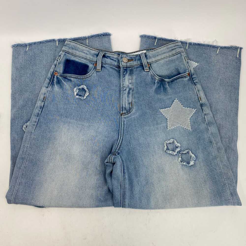 Kyla Seo Light Wash Star Patch Wide-Leg Jeans | Women’s Size 8 Regular - Picture 5 of 10